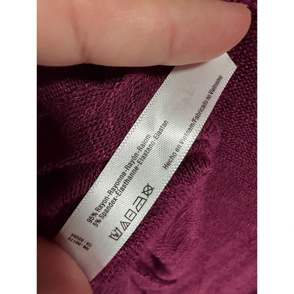 Intimately Free People Berry Purple Babydoll Long Sleeve Top Thumbholes Medium